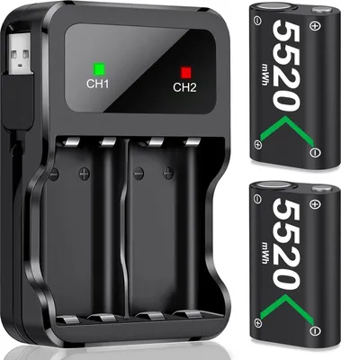 Produktbild von Akku Ladegerät 2 Fach USB für 18650 Lithium Ionen Akkus Set