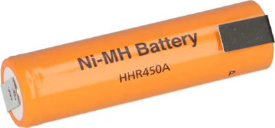A single orange battery is shown against a white background.