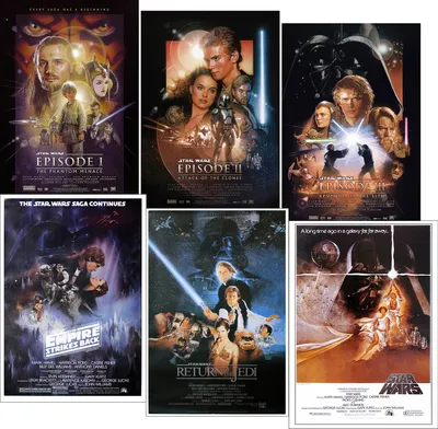 Obrázek produktu pro Star Wars Sada 6 plakátů Epizoda I, II, III, IV, V, VI 61 x 91,5 cm