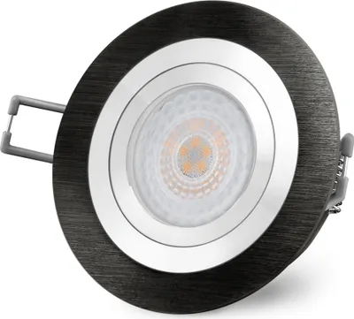 Produktbild von SSC-LUXon RF-2 LED Einbauspot schwarz & flach (35 mm) mit fourSTEP 4W warmweiß - Deckeneinbaulampe schwenkbar 230V rund