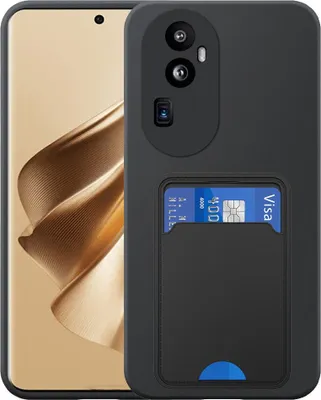 Zdjęcie produktu dla Etui na telefon Oppo Reno 10 Pro Plus z uchwytem na kartę TPU - elastyczne etui na tył z silikonu TPU z kieszenią na kartę - czarne - Smartphonics