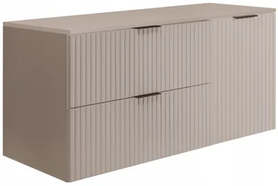 Zdjęcie produktu dla Rodan Szafka pod Umywalkę 100cm - Wisząca - Ryflowana Kaszmir z Blatem - 3 Uchwyty - FLOW