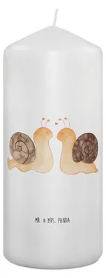 Produktbild von Mr. & Mrs. Panda Kerze Schnecken Liebe 19 x 8 cm - Weiß - Geschenk, Pärchen, Wachskerze, Ehefrau, Verliebt, Zufrieden, Paar, glücklich, Erinnerungslicht, Blockkerze