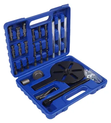Produktbild von 21-teiliges Lagerabzieher Set - Gleithammer Innenabzieher - Hohlbohrungs Spezialwerkzeug - für Lager 6005-6010 6205-6208 6306-6310 - unter 5 t