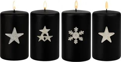 Produktbild von Marrakesch 4er Set Kerzenstecker Silber 6x6cm | Candle Pins Stecker für Adventskranz, Stumpenkerzen & Kerzenhalter als Stern Deko Muster -GJKE- | Weihnachtsdeko Adventsdeko Kerzenpin Pin zum Stecken