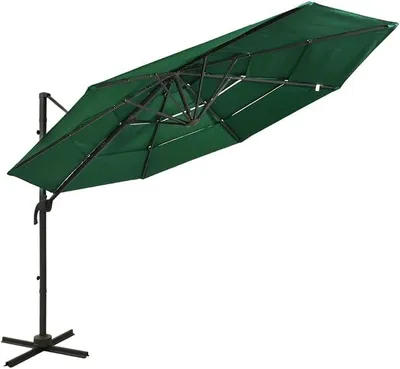 Imagen del producto de Sombrilla de 3 metros de diámetro con estructura de aluminio y manivela, inclinable, ideal para jardín y terraza, color arena