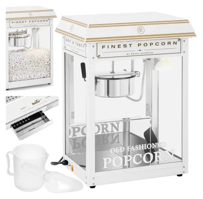 Zdjęcie produktu dla Maszyna Automat Urządzenie Do Prażenia Popcornu Retro Teflon 1600 W 5-6 Kg/H - Biało-Złota