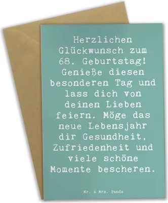 Produktbild von Mr. & Mrs. Panda neujahrskarte Spruch 68. Geburtstag Freude - Meeresbrise - Geschenk, einladungskarten, Glückwunschkarte, besonderen Tag, weihnachtskarten, Grußkarte