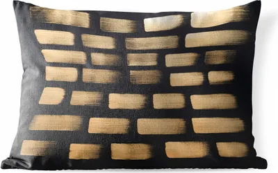 Produktbild von MuchoWow® Outdoor Kissen - Goldene Streifen auf schwarzem Hintergrund - 60x40 cm - Wetterfest - Lounge Kissen - Zierkissen - Kissen für Innenräume