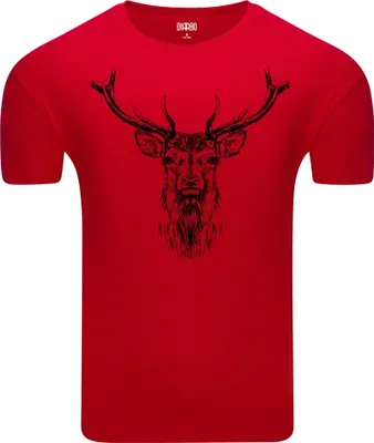 Immagine prodotto di Diarbo t-shirt da uomo con stampa amante degli animali e schizzo di una testa di cervo rosso taglia S