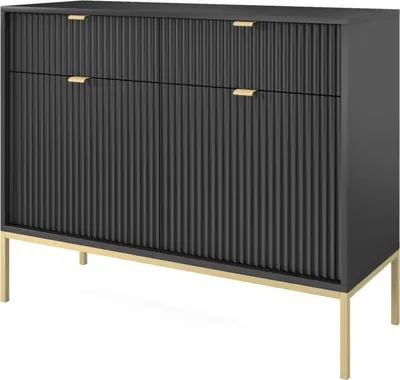 Produktbild von Minio, Kommode "NOVA", 104 cm, goldene Metallfüße, Schwarze Farbe