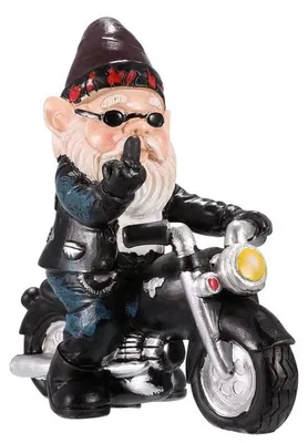 Produktbild von Gartenzwerg für Motorrad als lustige Gartendekoration