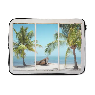 Produktbild von MuchoWow® Laptop Hülle 14 ZollAussichtspunkt - Palmen - Strand Laptoptasche - Laptoptasche - Stoßsicher - Schutzhaube