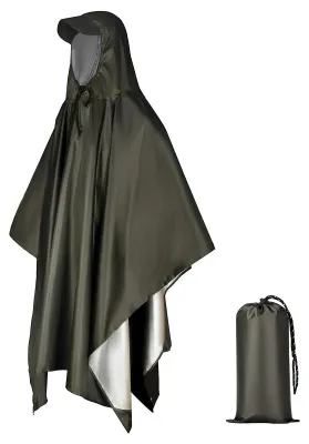 Immagine prodotto di Omgoods - Poncho impermeabile per adulti - Giacca antipioggia riutilizzabile con cappuccio