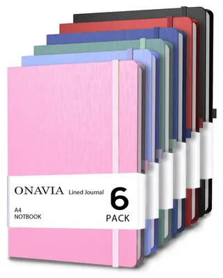 Immagine prodotto di Quaderno A4, copertina rigida, righe, confezione da 6, 160 pagine, multicolore