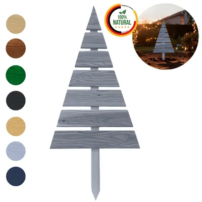 Produktbild von Floranica Holz-Weihnachtsbaum, Höhe 75 cm, Grau – Weihnachtsdekoration, Tannenbaum für innen und außen, zum Hineinstecken in Topf oder in den Boden