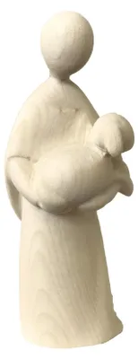 Hirte mit Schaf aus Holz, 8 cm, Krippenfigur, natürlich