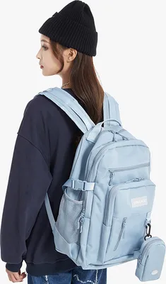 Produktbild von Beiläufig Rucksack Schulranzen mit 15,6 Zoll Laptopfach Schultaschen mit Handytasche Mädchen Junge Kinderrucksack für Universität Reisen Freizeit, blau