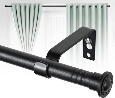 Mattschwarze Gardinenstange 16 mm - verstellbar - 76-224 cm