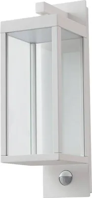 A white LED outdoor wall lamp with a sensor.