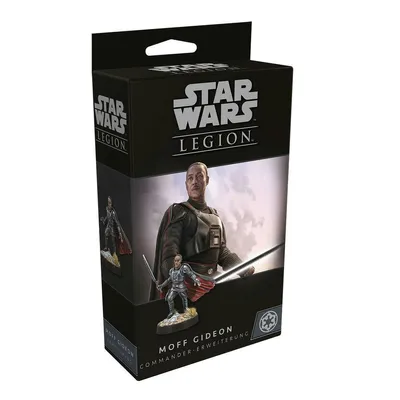 A product box for a Star Wars: Legion board game expansion featuring Moff Gideon.