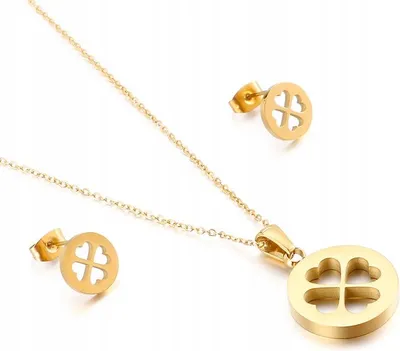 Image de ENSEMBLE : collier et boucles d'oreilles en or 18 carats, acier