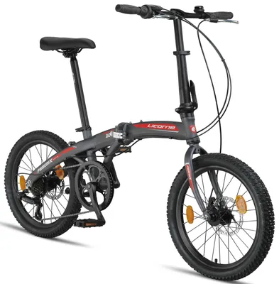 Image de Licorne Bike Phoenix 2D Cross 20 pouces aluminium Vélo pliant Vélo à disque freinant Vélo pliant Hommes Femmes 7 vitesses dérailleur Vélo de ville pliant Cadre en aluminium
