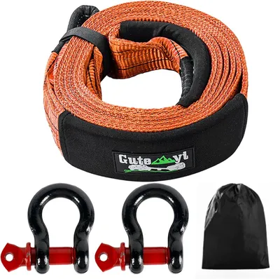 Produktbild von Abschleppseil 5 m, 8 t, orange, 2 Haken, Aufbewahrungstasche, für Auto