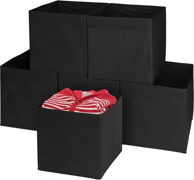 Immagine prodotto di Scatole portaoggetti pieghevoli in tessuto, 33 x 33 x 37 cm, organizer multifunzionale per vestiti, giocattoli e complementi d'arredo, nero