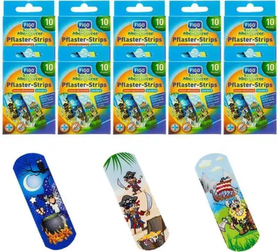 Produktbild von Bunte Kinderpflaster mit lustigen Motiven 100 Stück Wundversorgung für kleine Helden