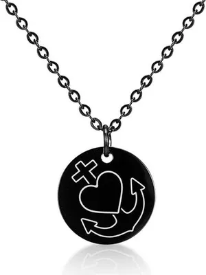 Produktbild von SILBERKETTEN STORE Halskette mit Anhänger Glaube, Hoffnung, Liebe - Edelstahl, black - 40cm