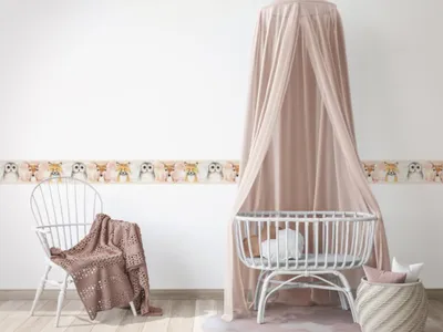 Produktbild von Wandbordüre Pastell TIERCHEN für das Kinderzimmer Rosa Tiere