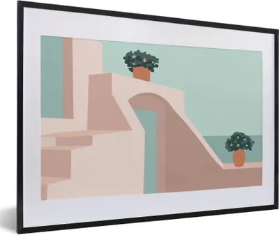 Produktbild von MuchoWow® Gerahmtes Poster Sommer - Pflanzen - Abstrakt 60x40 cm - Poster mit Schwarzem Bilderrahmen Wandposter Rahmen Foto Bilder - Schlafzimmer - Plakat in Rahmen - Drucken