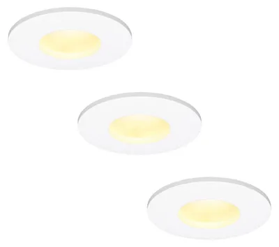 Image de HOFTRONIC - Spot LED encastrable plat 6W 570 lumens 2700K IP44 Blanc 3 pièces