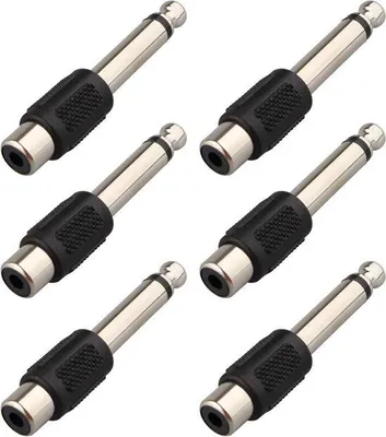 Zdjęcie produktu dla Adapter audio mono z wtykiem RCA do wysokich obciążeń – 6 sztuk – czarny