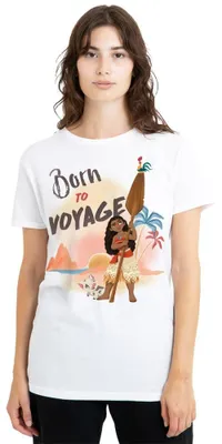 Immagine prodotto di Maglietta da donna Disney Moana, "Nata per navigare", colore bianco, taglia M