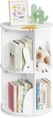 Produktbild von WOLTU Bücherregal Kinder, drehbares Kinderregal mit 2 Ebenen, Standregal, freistehend, Weiß