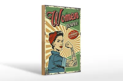 Produktbild von Holzschild Retro 20x30cm Pinup women power Girl stronger