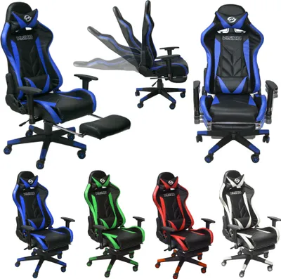 Produktbild von Bürostuhl Gaming Schreibtischstuhl Drehstuhl Race Chair Sportsitz + Beinauflage