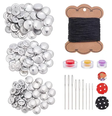 Knopf-Reparatur-Kit, 120 Alu-Knöpfe + 3 DIY-Sets, 9 Nadeln