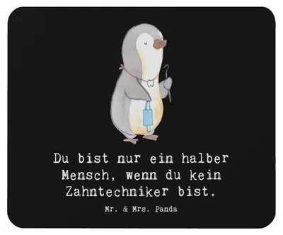 Produktbild von Mr. & Mrs. Panda Mouse Pad Zahntechniker Herz - Schwarz - Geschenk, laptop mousepad, Mauspad, mousematte, computer