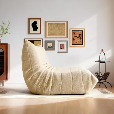 Produktbild von okwish Doppel Schlafsofas Relaxsessel mit Rückenlehne, Lazy Sofa, Indoor-Sitzkissen, faltbarer Meditationsstuhl, geeignet für Schlafzimmer, Wohnzimmer, Beige