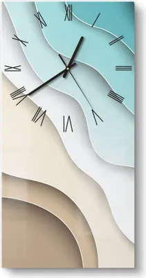 Produktbild von DEQORI Glasuhr 30x60 cm Römisch 'Farbige Papierwellen' Wanduhr Glas Uhr Design leise