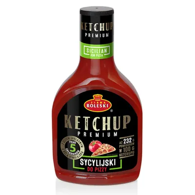 A bottle of ketchup on a white background.