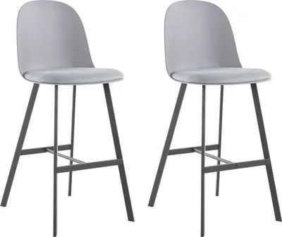Produktbild von Barhocker 2er Set aus Polyurethanund Kunststoff Grau mit Beinen aus Metall Schwarz