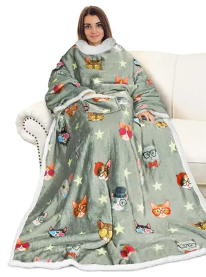 Productafbeelding van Elzusha - Sherpa Knuffeldeken met Mouwen voor Volwassenen 185 x 140 cm