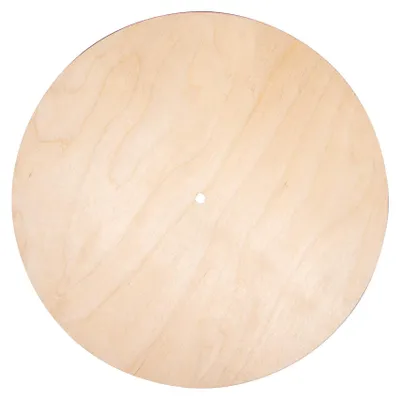 Productafbeelding van Ronde houten klokplaat, 30 cm, 6 mm dik, met gat voor wandklok maken