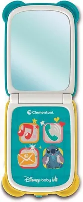 Obrázok produktu pre CLEMENTONI Flip Phone Stitch, interaktívna hračka, 4 svietiace tlačidlá, zvukové efekty, zrkadlo, 3+ rokov