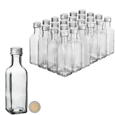 Produktbild von 48x kleine Glasflaschen zum Befüllen 100ml Flaschen für Likör Flaschen zum Befüllen Glas Likörflaschen 100 ml leere Flaschen mit Schraubverschluss Glasflasche Likörflasche, Ölflaschen