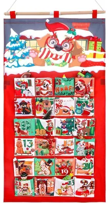 Productafbeelding van Adventskalender voor honden, met 24 vakken om te vullen, geschikt om op te hangen